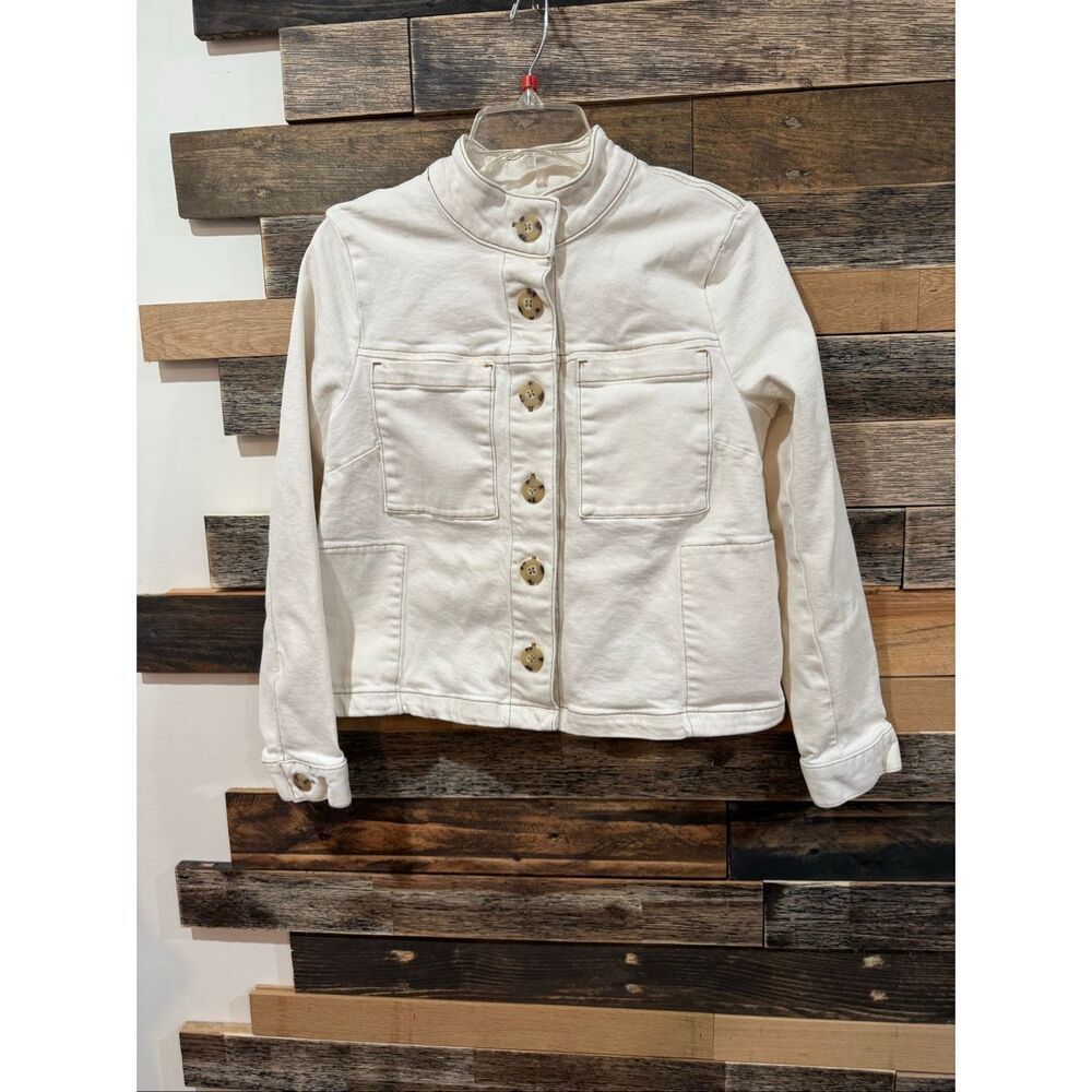 J Jill Denim Jean Jacket Womens Button Up Pockets Sz M